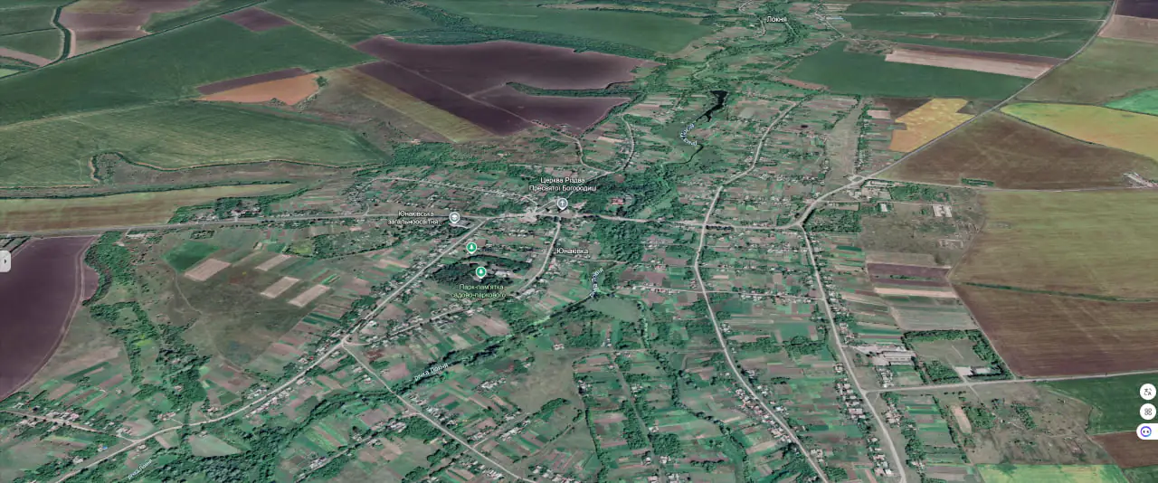 Юнаківка на мапі Google Earth