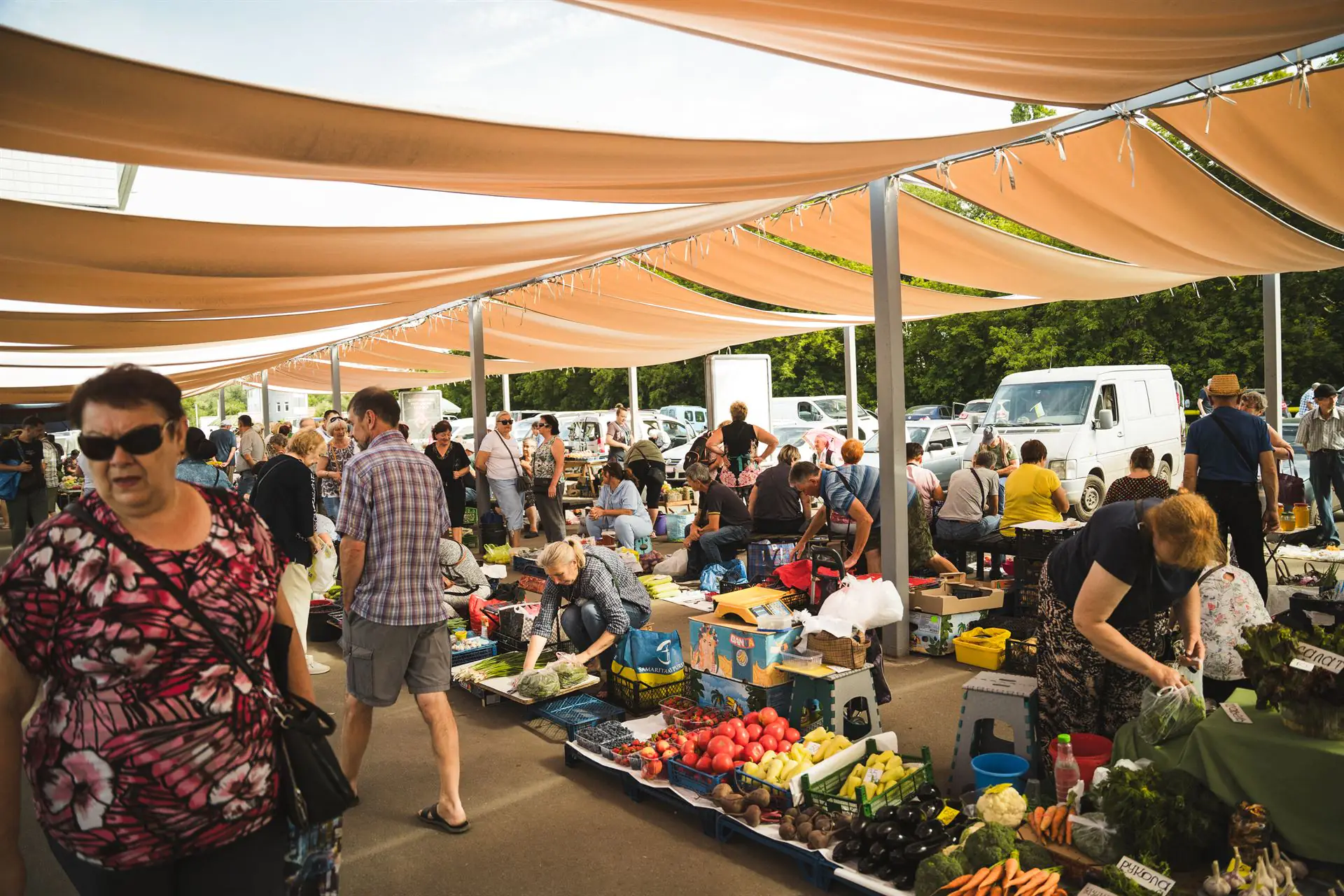 ESH 21 (1) На базарі багато людей продають свіжі овочі та фрукти