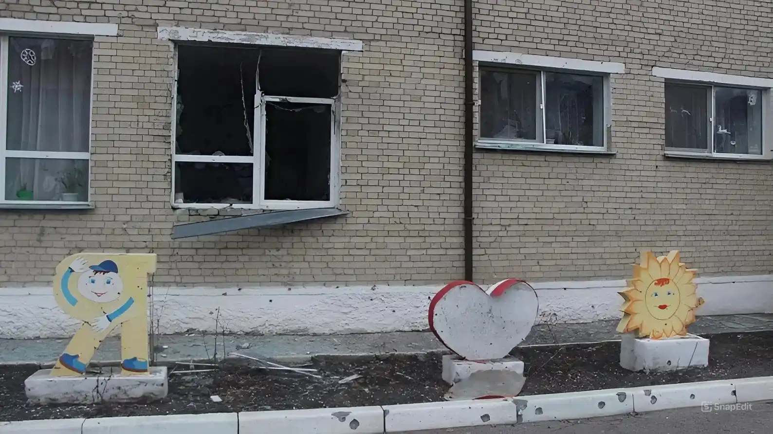 Дитячий садочок Сонечко в Охтирці після обстрілу в лютому 2022 року