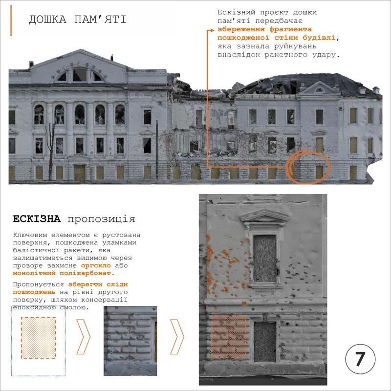 Інсталяція із частиною руйнування фасаду в Сумах