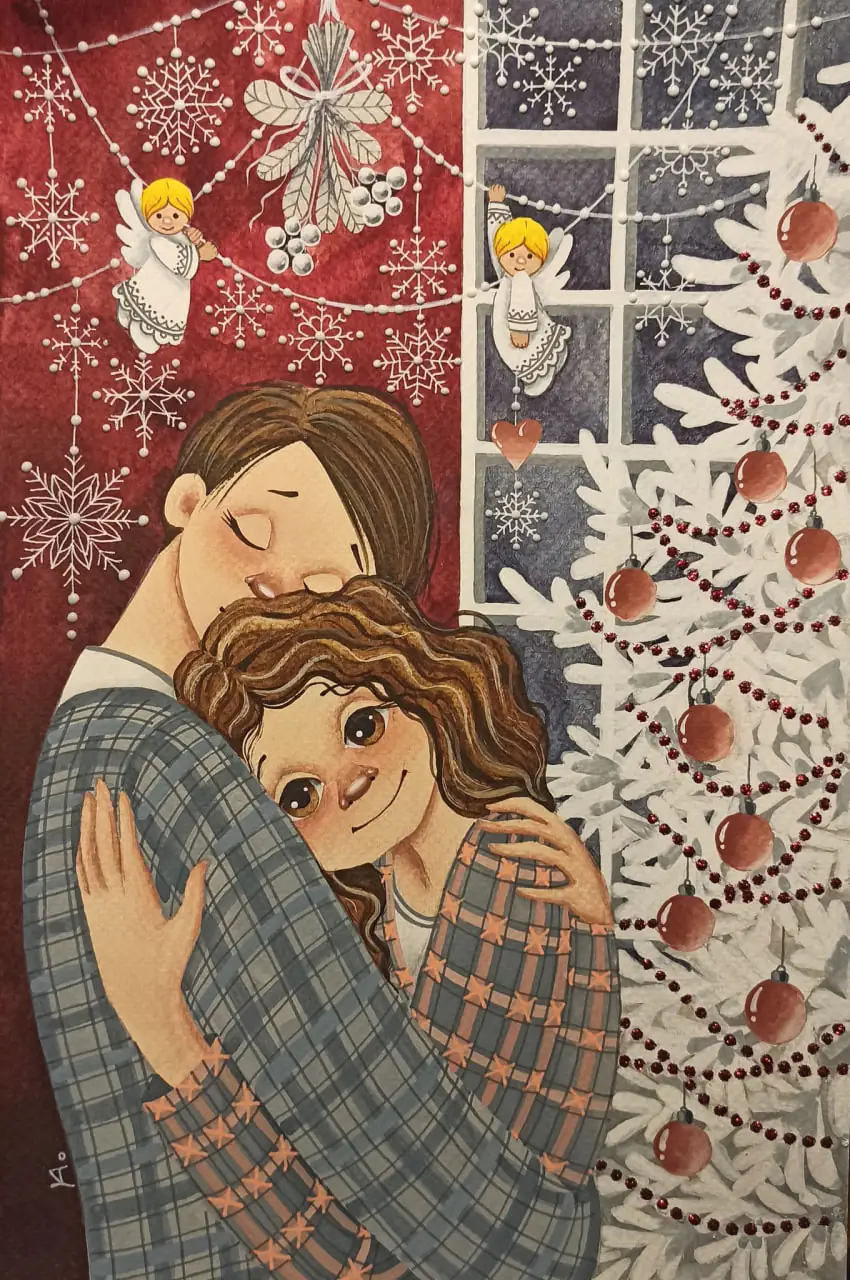 Молодята обіймаються, Анна Черненко