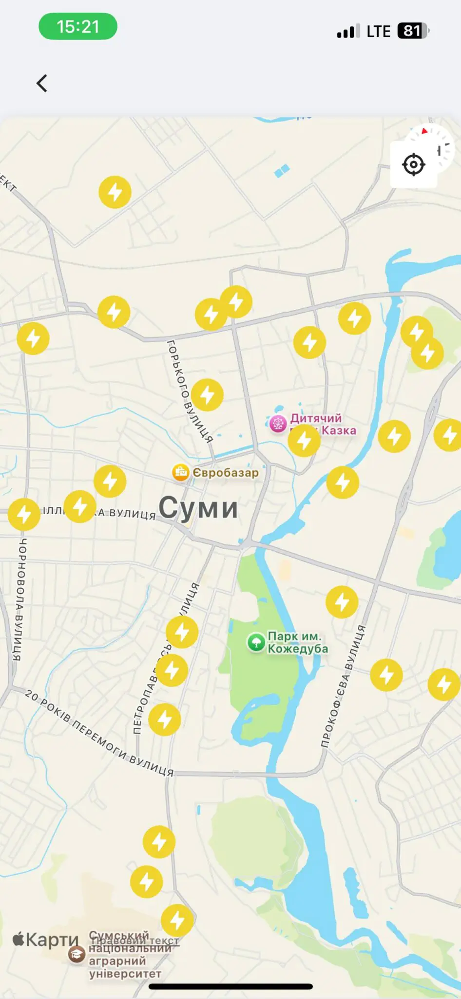 mapa punktіv nezlamnostі v sumakh Мапа Пунктів незламності в Сумах