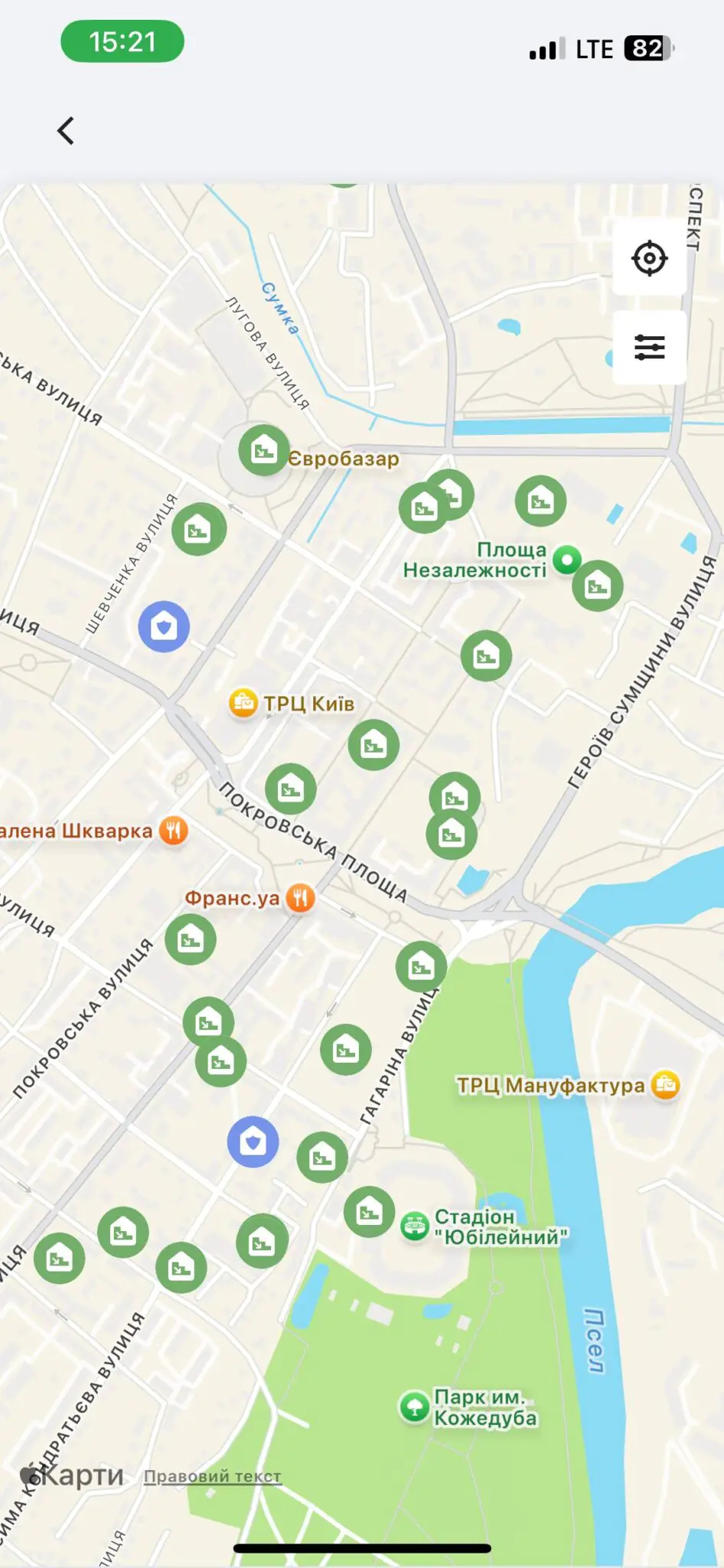 mapa ukryttіv u sumakh Мапа укриттів у Сумах