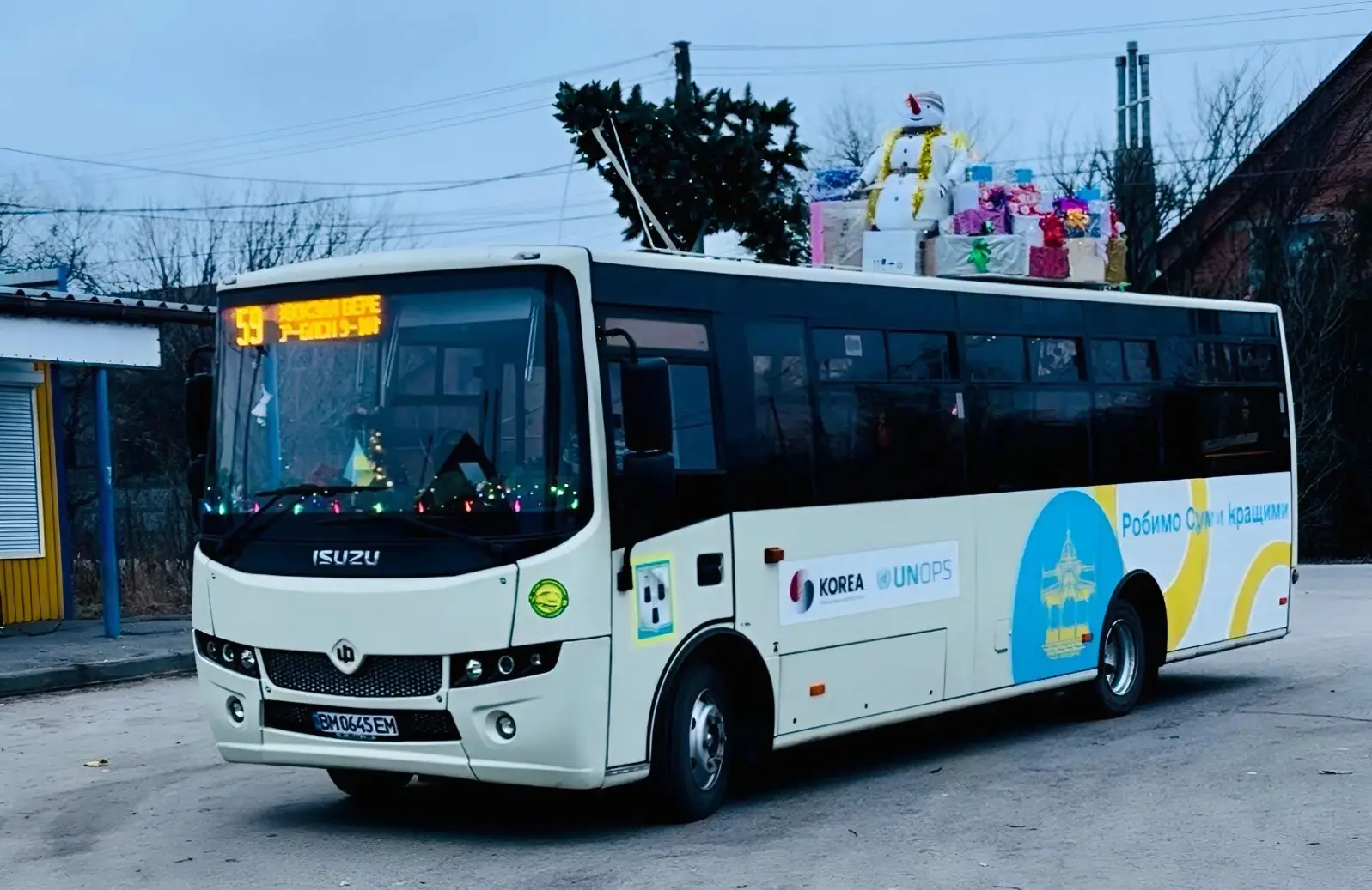 Новорічний автобус у Сумах