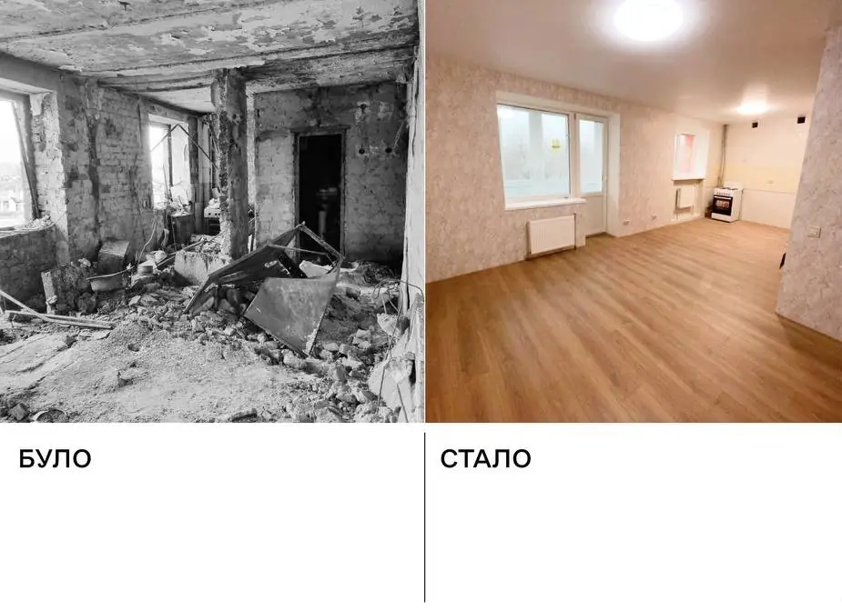 Кімнати в будинку у Тростянці до та після відновлення 