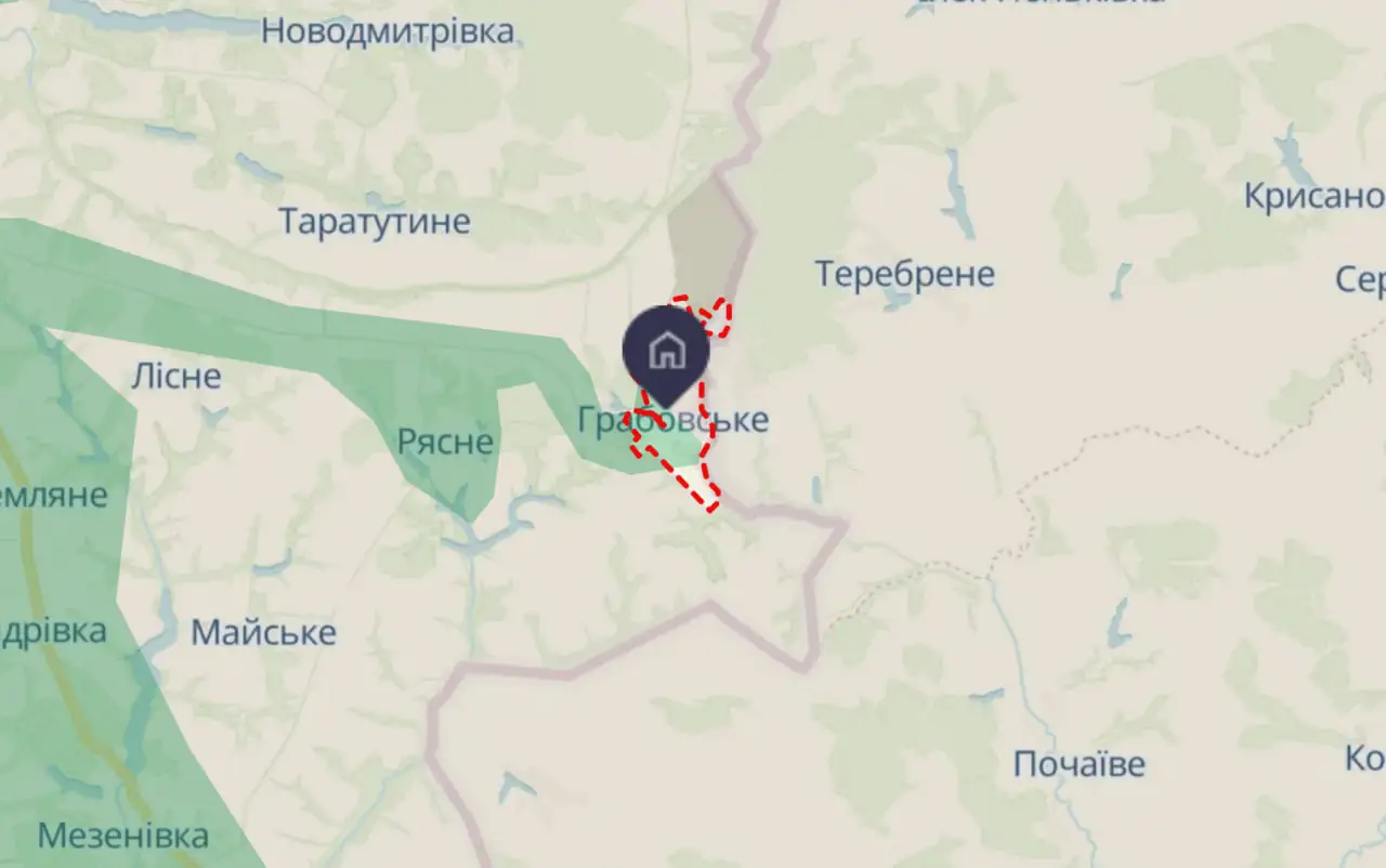 Грабовське на мапі 20 грудні ще не окуповане.