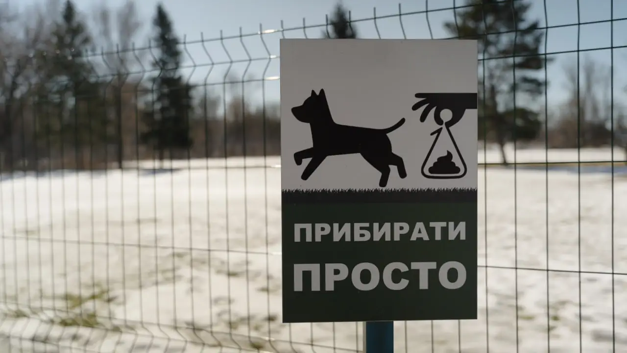 Майданчик для тварин в Сумах, де можна було скористатися пакетами для прибирання екскрементів.