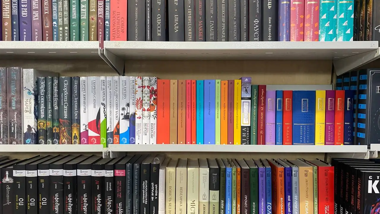 Полиці з книжками у КСД