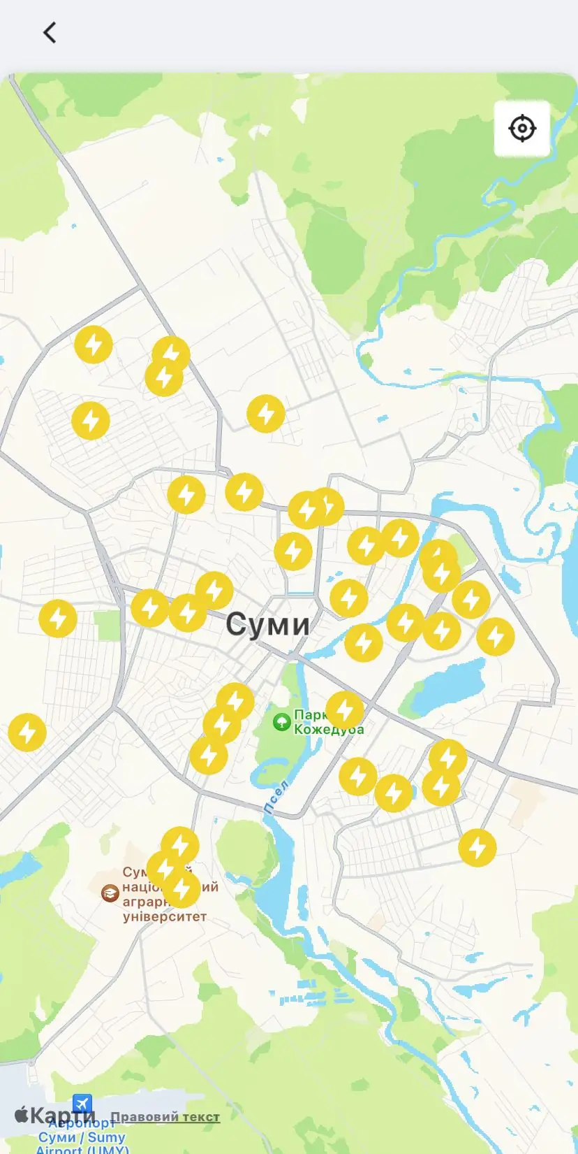 mapa punktiv nezlamnosti sumy