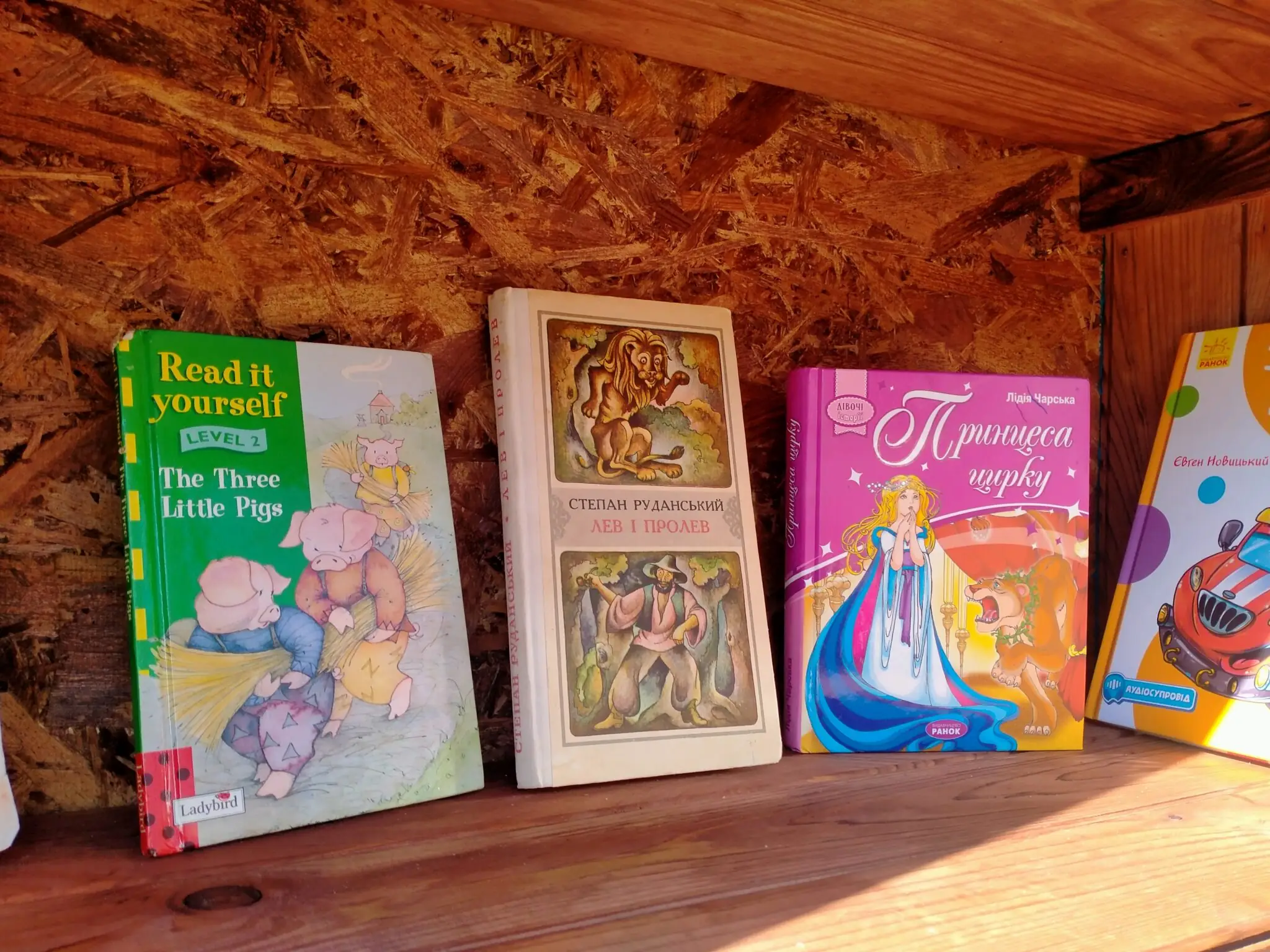 Набір книг у будиночку-мінібібліотеці на Охтирській у Сумах