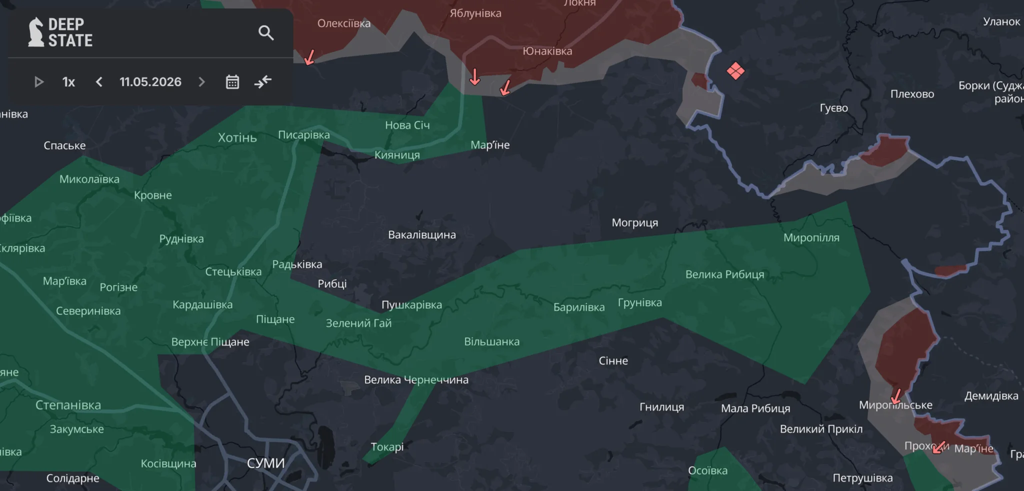 Нова окупована територія поблизу Сум