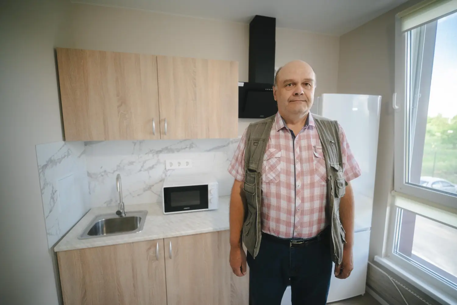 житель модульного містечка в Сумах