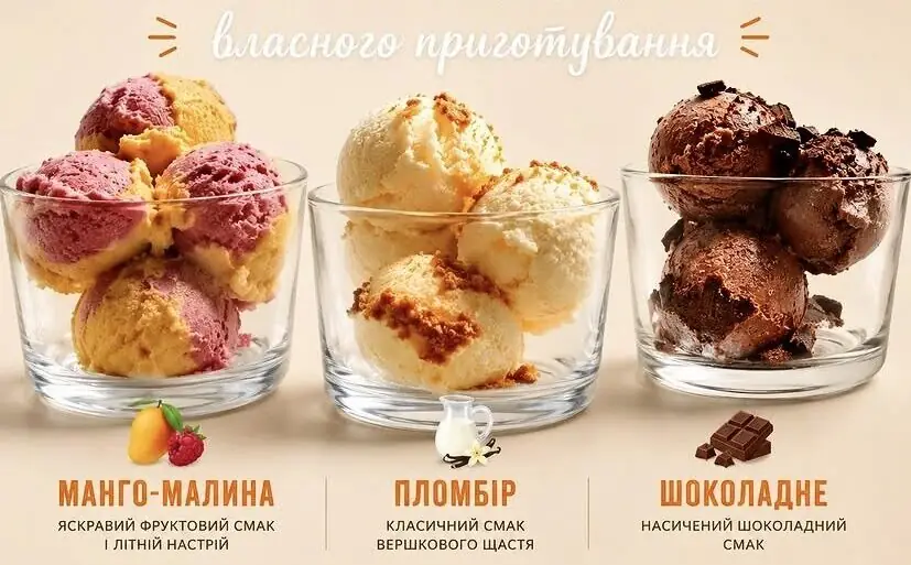 Різновиди морозива в кафе Be Happy
