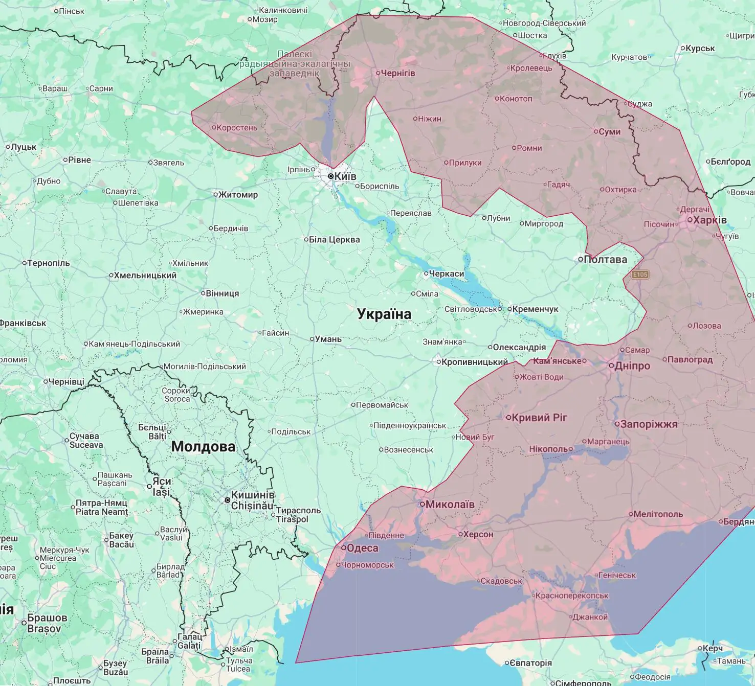 Мапа зони реактивних дронів